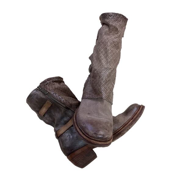 A.S. 98 Distressed Brown Leather Combat Boots 39 - Picture 13 of 16